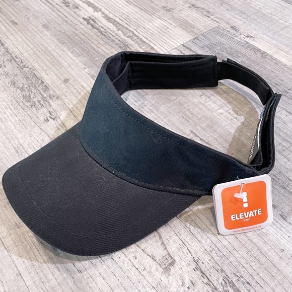 2/$20 Unisex Adjustable Velcro Cotton Twill Visor Black / White Trim NWT - Picture 2 of 6